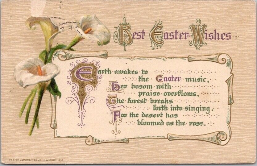 Winsch EASTER Embossed Postcard \