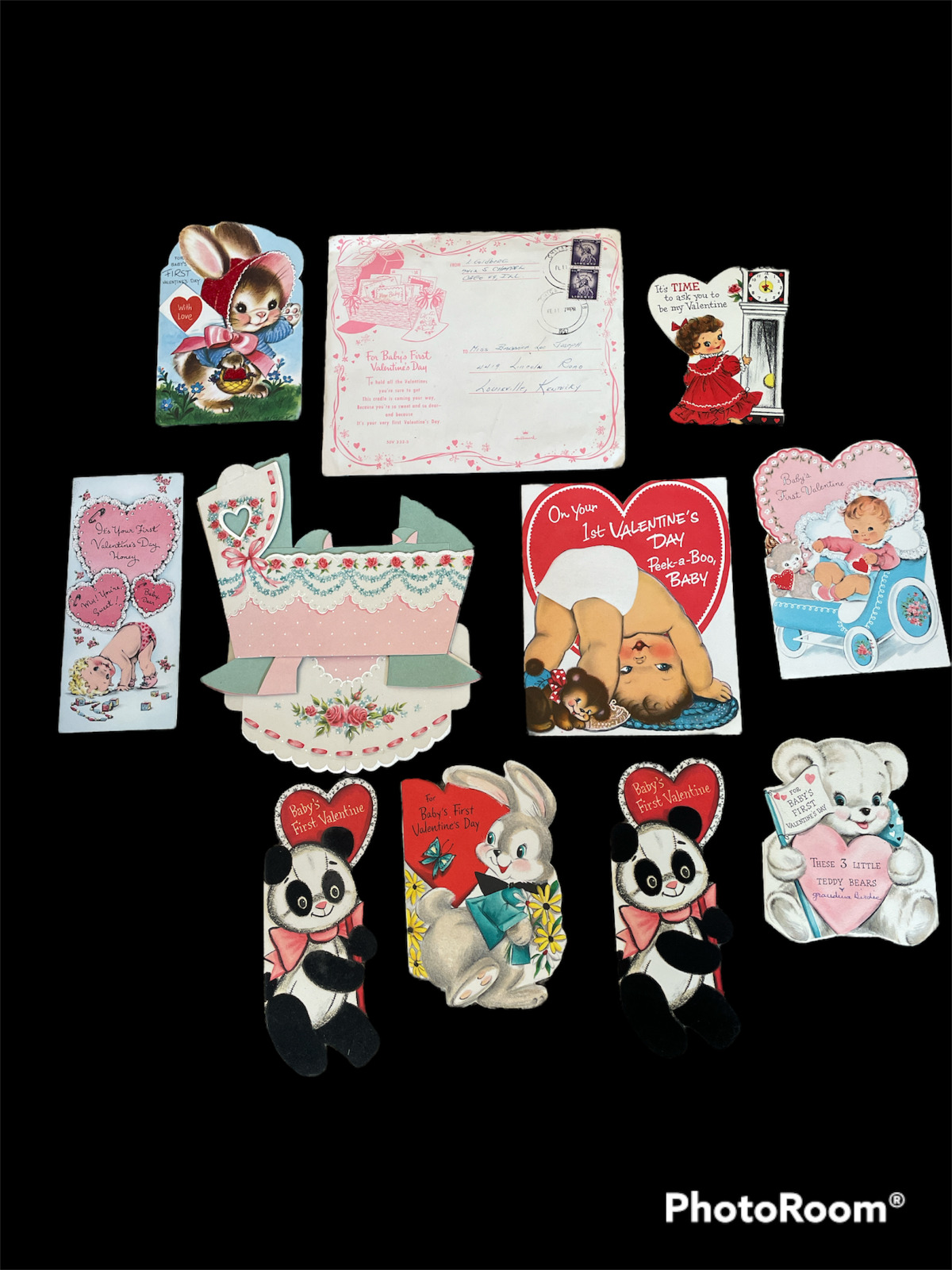 Lot of 10 VINTAGE Valentines Day Cards -1950\'s - 1 Free standing w/assembly