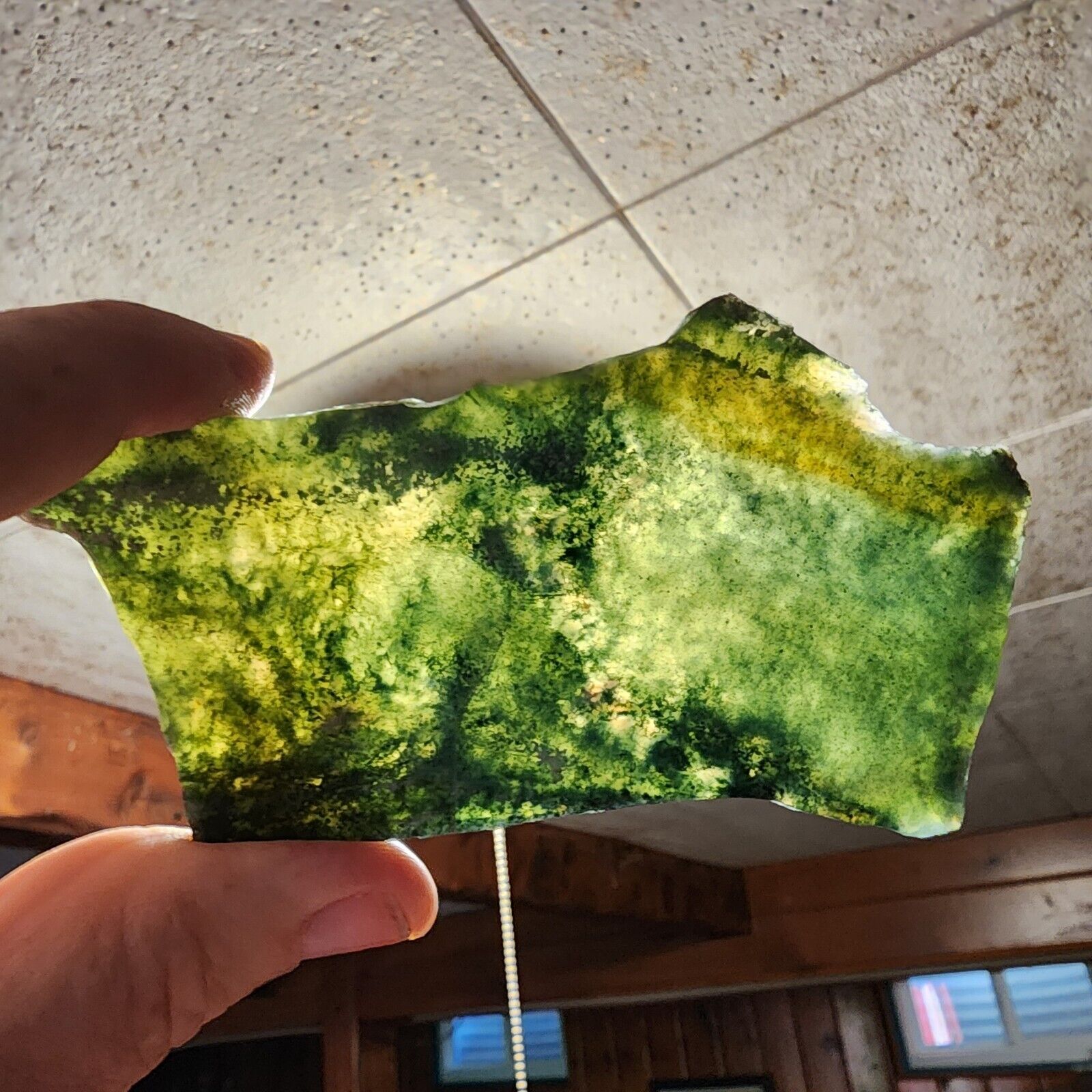 Gorgeous Green Moss Agate Slab for Cabbing/Collect, Awesome Green Moss Design IN