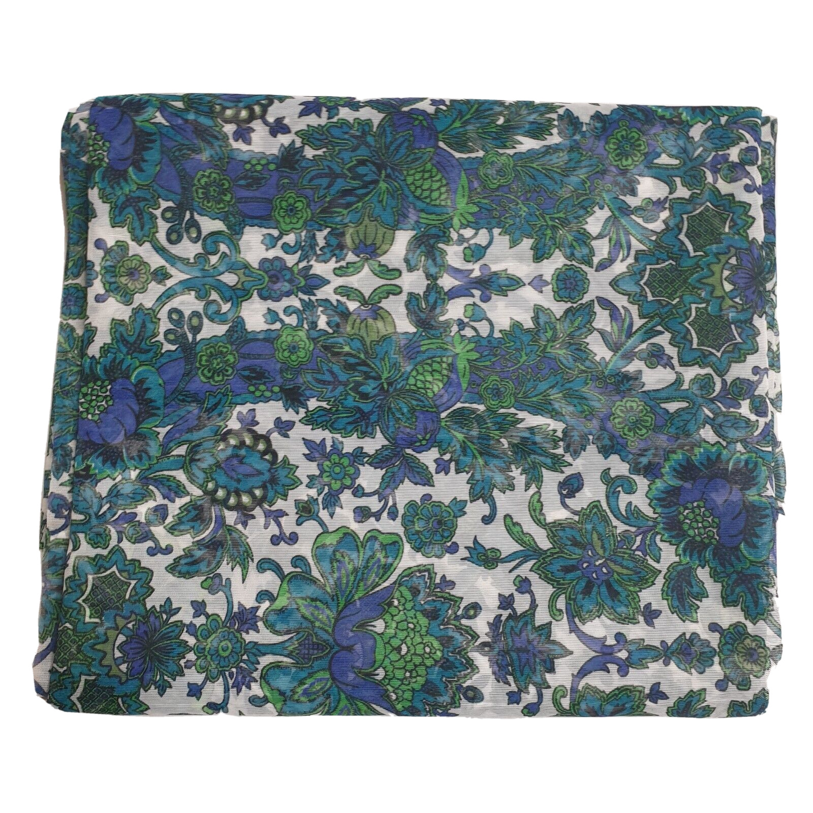 Vintage 1960s Blue Paisley Fabric 284cm x 121cm