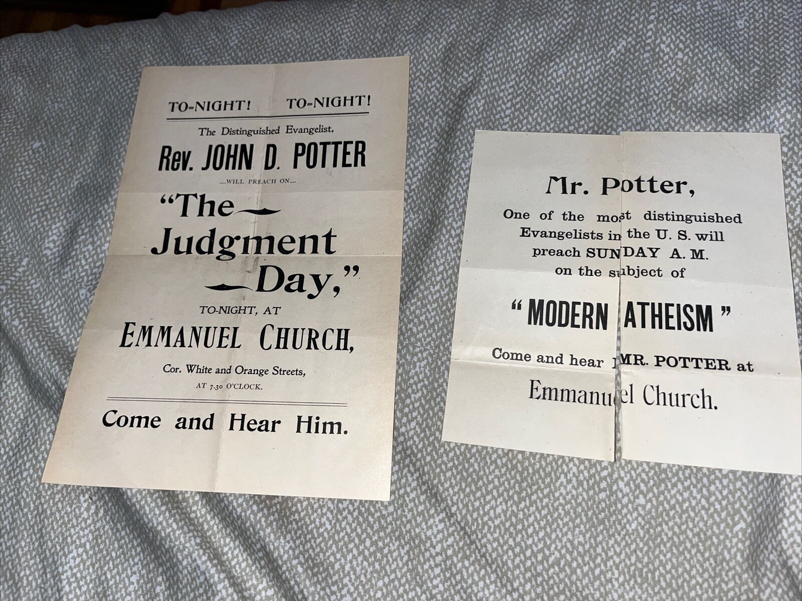 Vintage Fliers: Evangelist John D Porter @ Emmanuel Church Springfield MA Mass