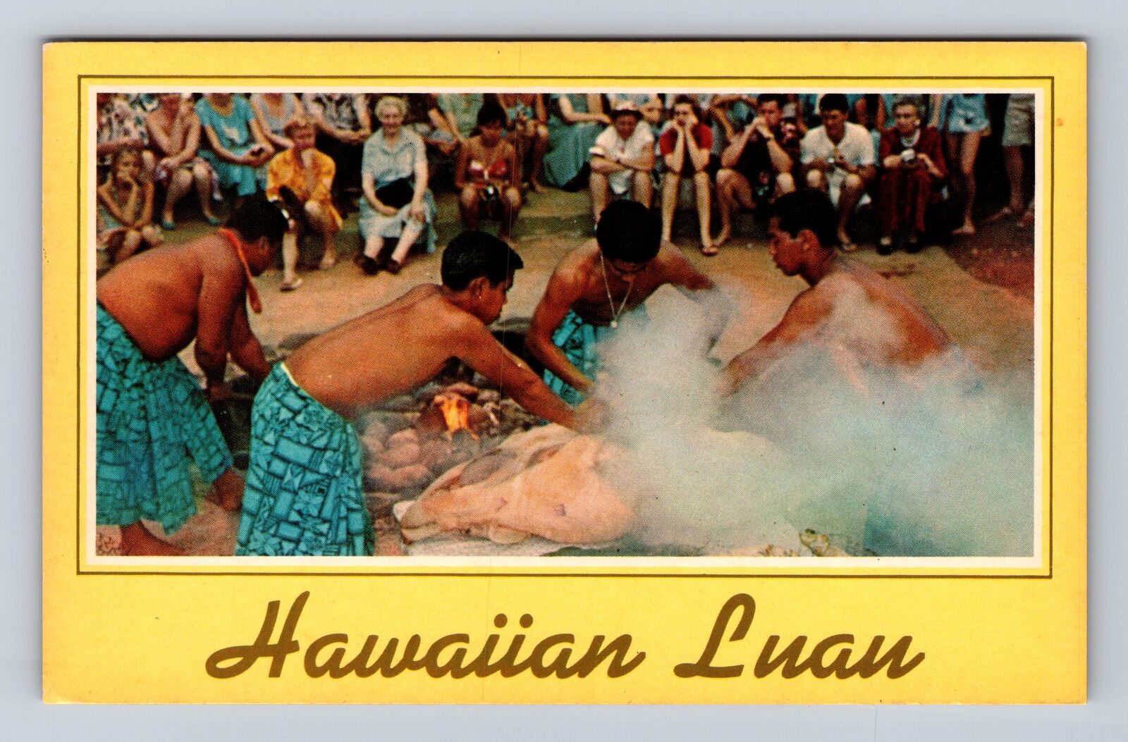 HI-Hawaii, Hawaiian Luau, Traditional Imu, oven, Antique Vintage Postcard