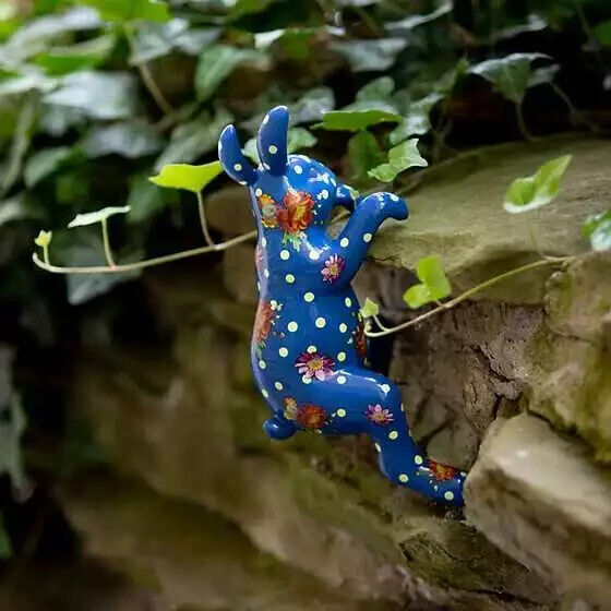 MacKenzie-Childs Lapis Blue Funny Bunny Pot Climber NIB