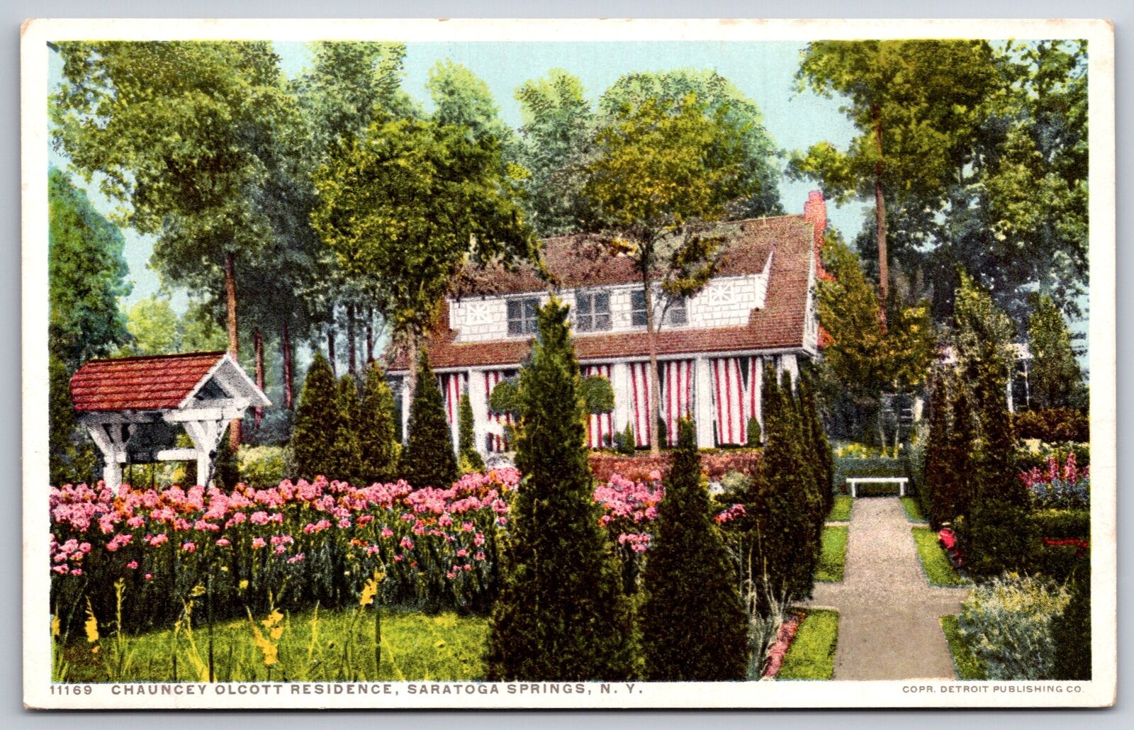 Detroit Pub~Sarasota Springs New York~Chauncey Olcott Residence~Vintage Postcard