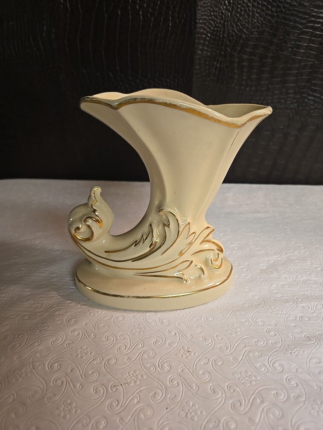 Vintage Crownford Footed Vase With Gold Trim. Pre Owned #1133