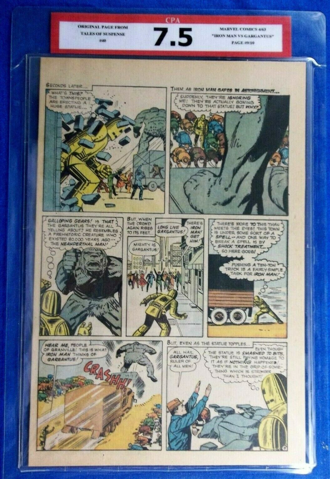 Tales of Suspense #40 CPA 7.5 Single page #9/10 Jack Kirby art Early Iron Man