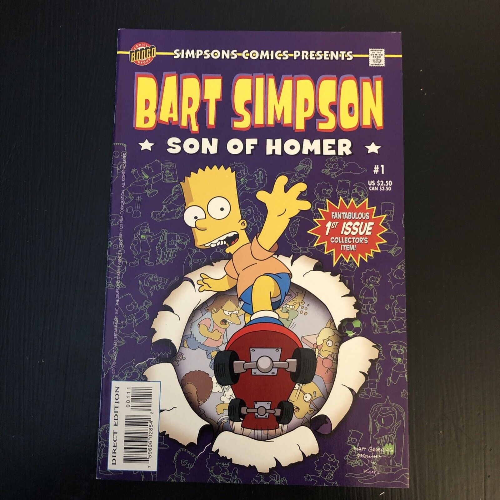 BART SIMPSON #1 SON OF HOMER Comic Book-The Simpsons-Bongo Comics 2000 Direct