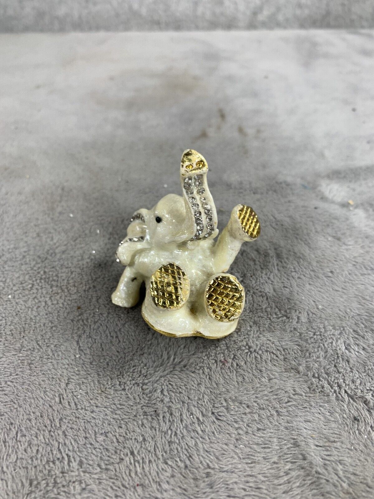 Bejeweled Trinket Box White Elephant 2” - BROKEN