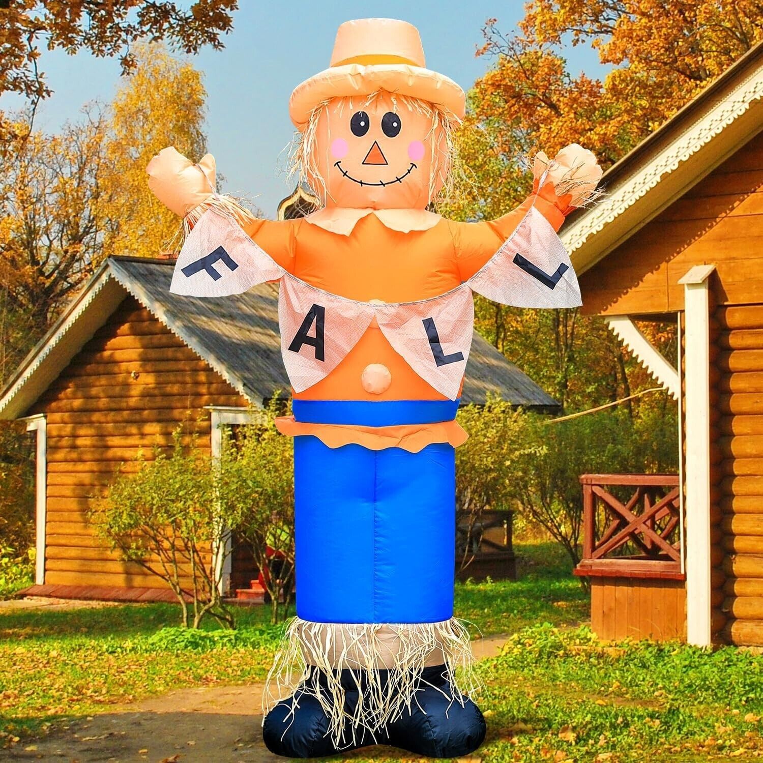 Thanksgiving Scarecrow Harvest Airblown Inflatable Decor LED BlowUp Autumn Fall