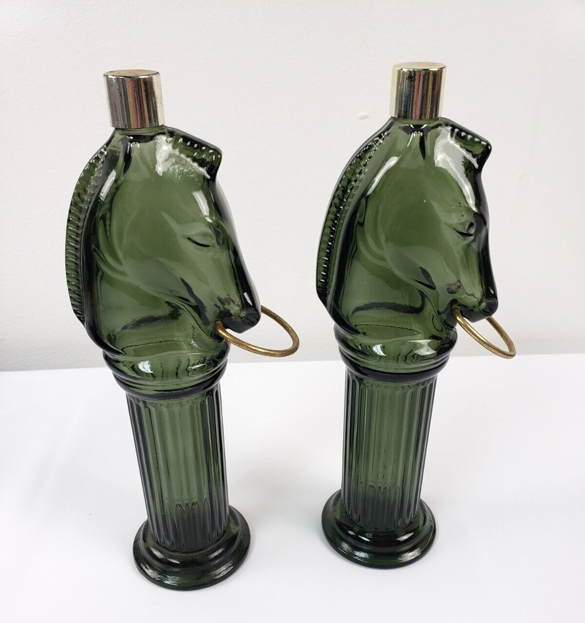 Vintage 1960s Avon Pony Post Decanter After Shave Green Glass Empty Bottle 9.5in
