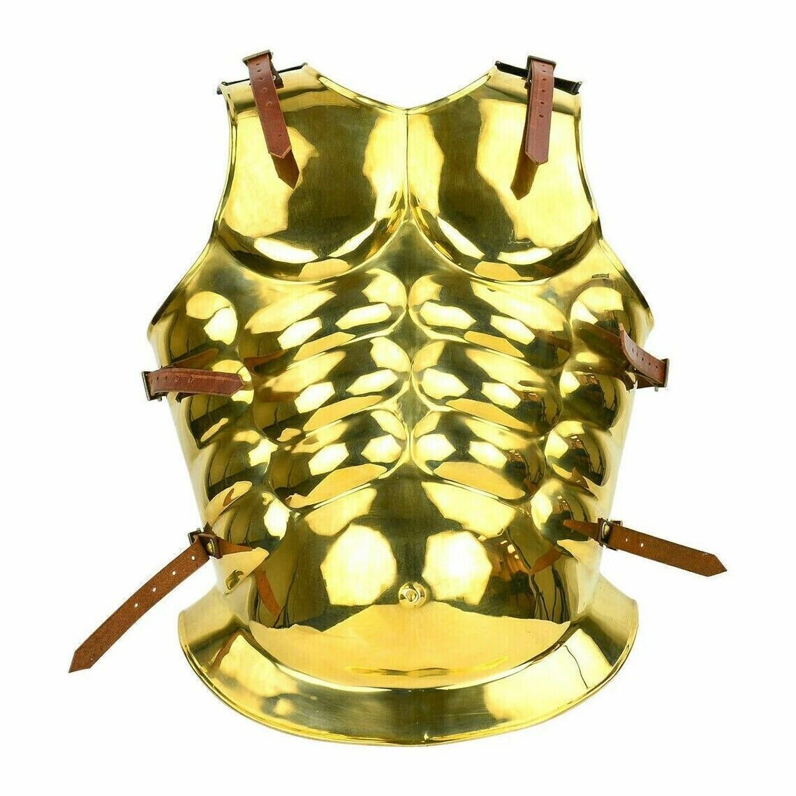 Medieval Roman Conqueror Muscle Golden Finish Steel Breastplate Armor Costume