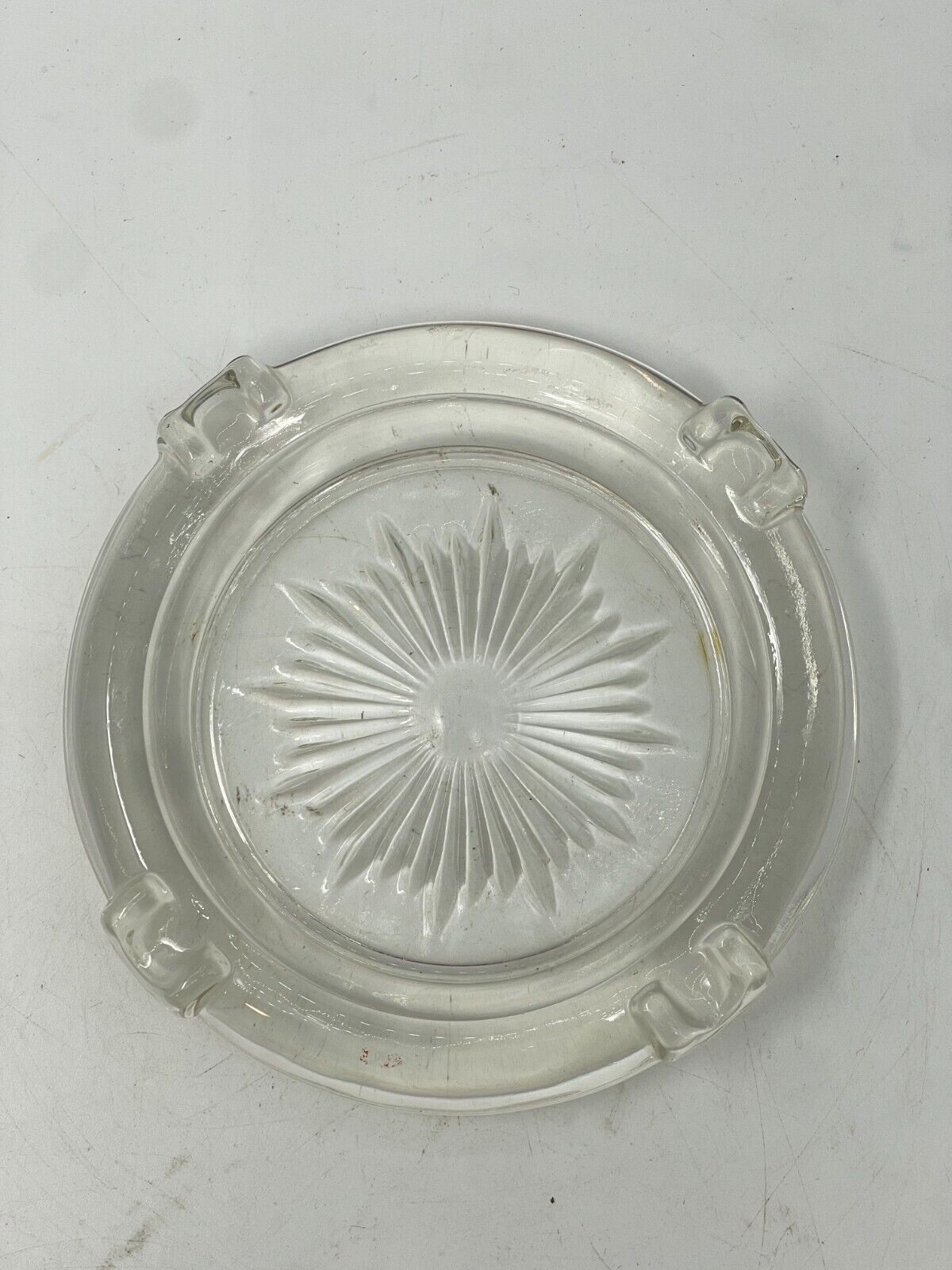 Vintage Round Glass Ashtray Decorative Art Decor