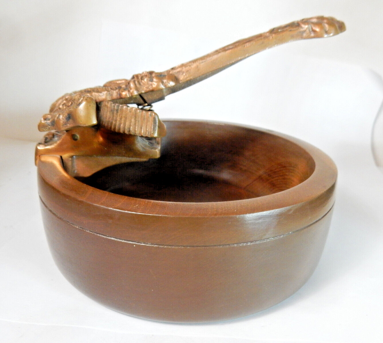 RARE Antique 1916 Cast Iron Squirrel Nutcracker with Wooden Bowl, Unique