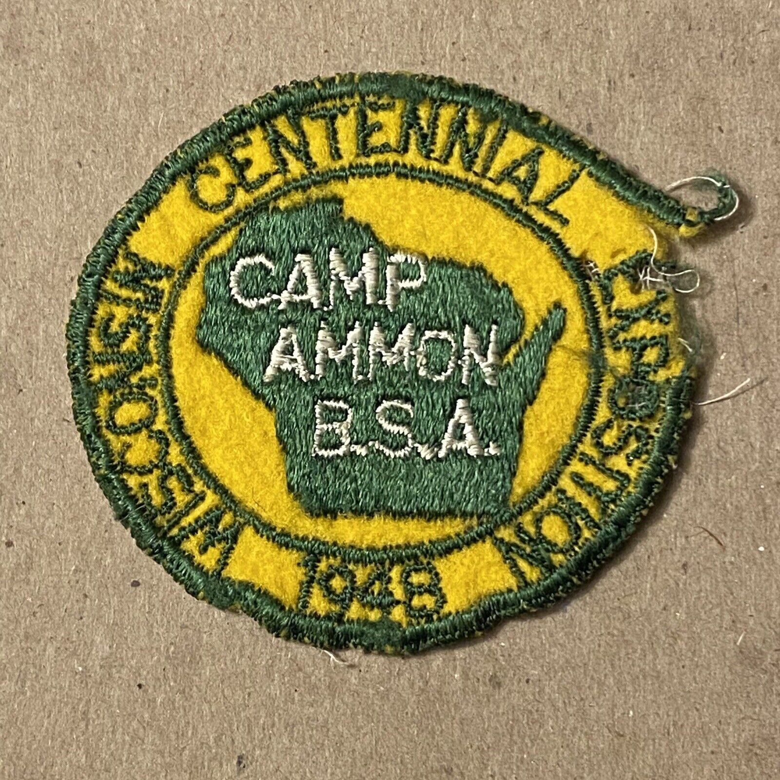 Vintage Boy Scouts 1948 Camp Ammon Wisconsin Centennial Exposition Patch BSA