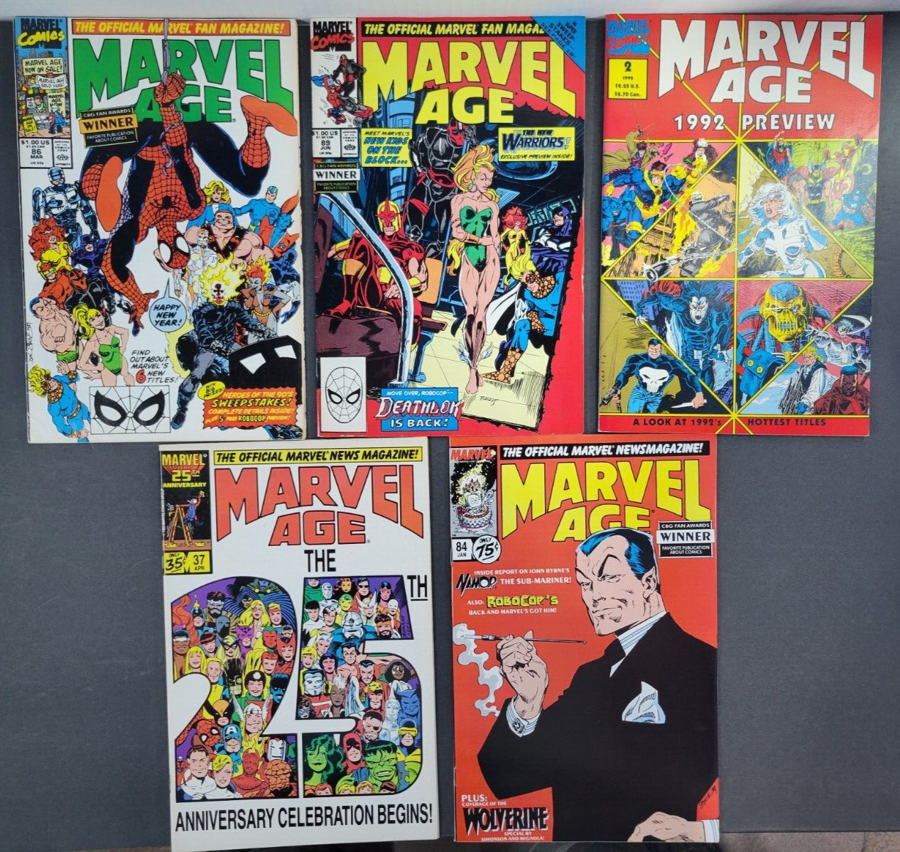 (5) Marvel Age #37 84 86 89 1992 Preview Lot Comics 1990 Spiderman X-Men