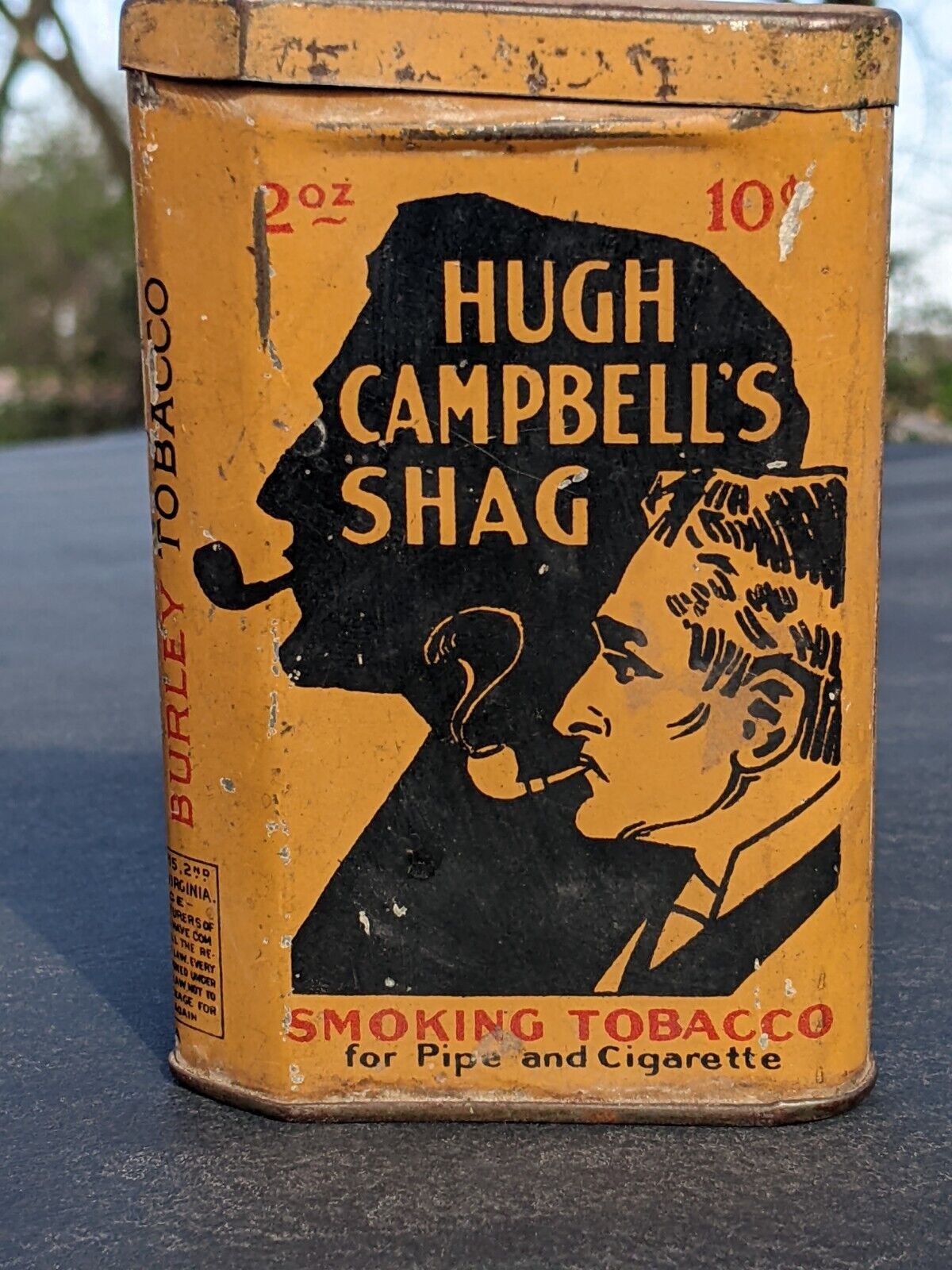 Rare Hugh Campbell pocket tobacco tin