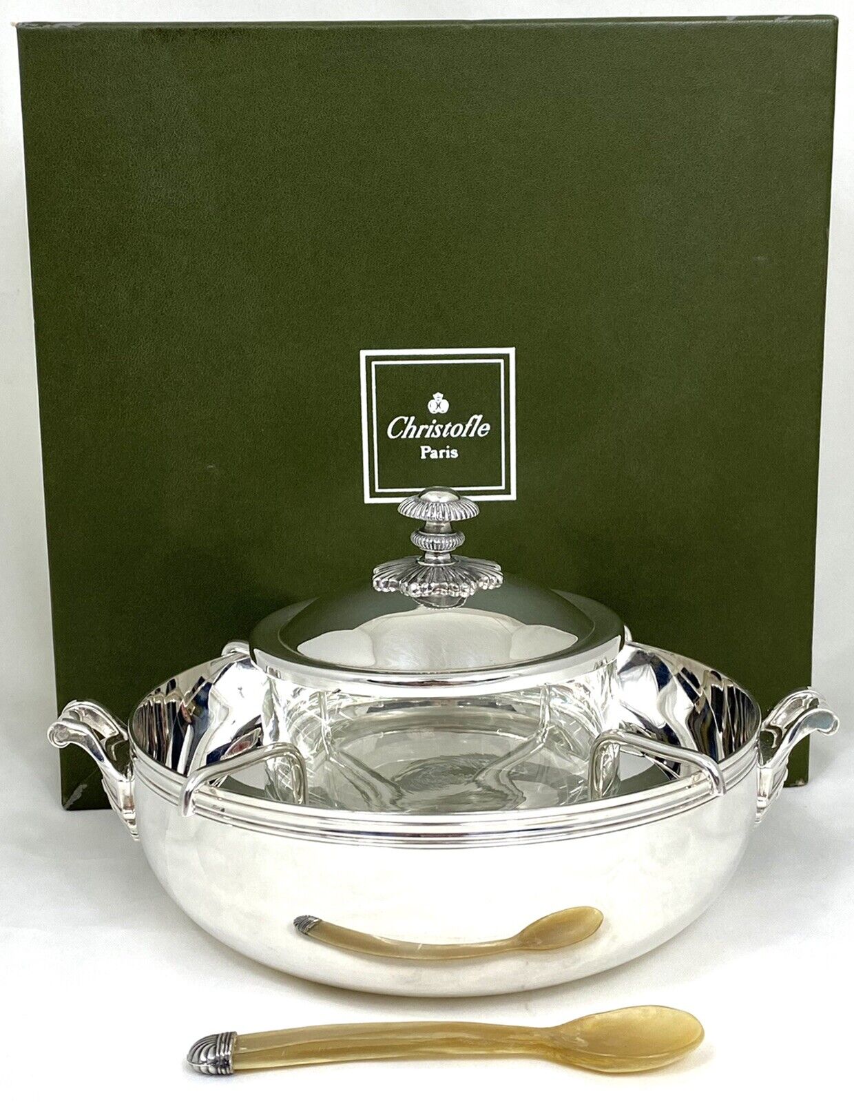 Christofle Silverplate Caviar Set Service A Rafraichir 17cm 4224590 Vintage