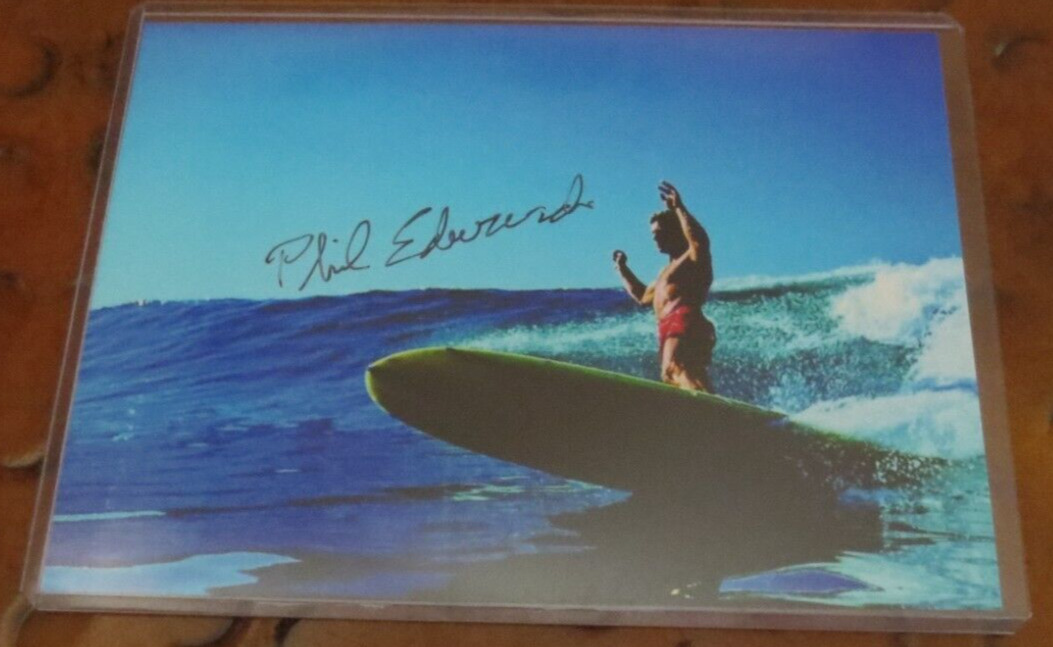 Phil Edwards signed autographed photo Surfing Surfer 1st to surf Banzai Pipeline