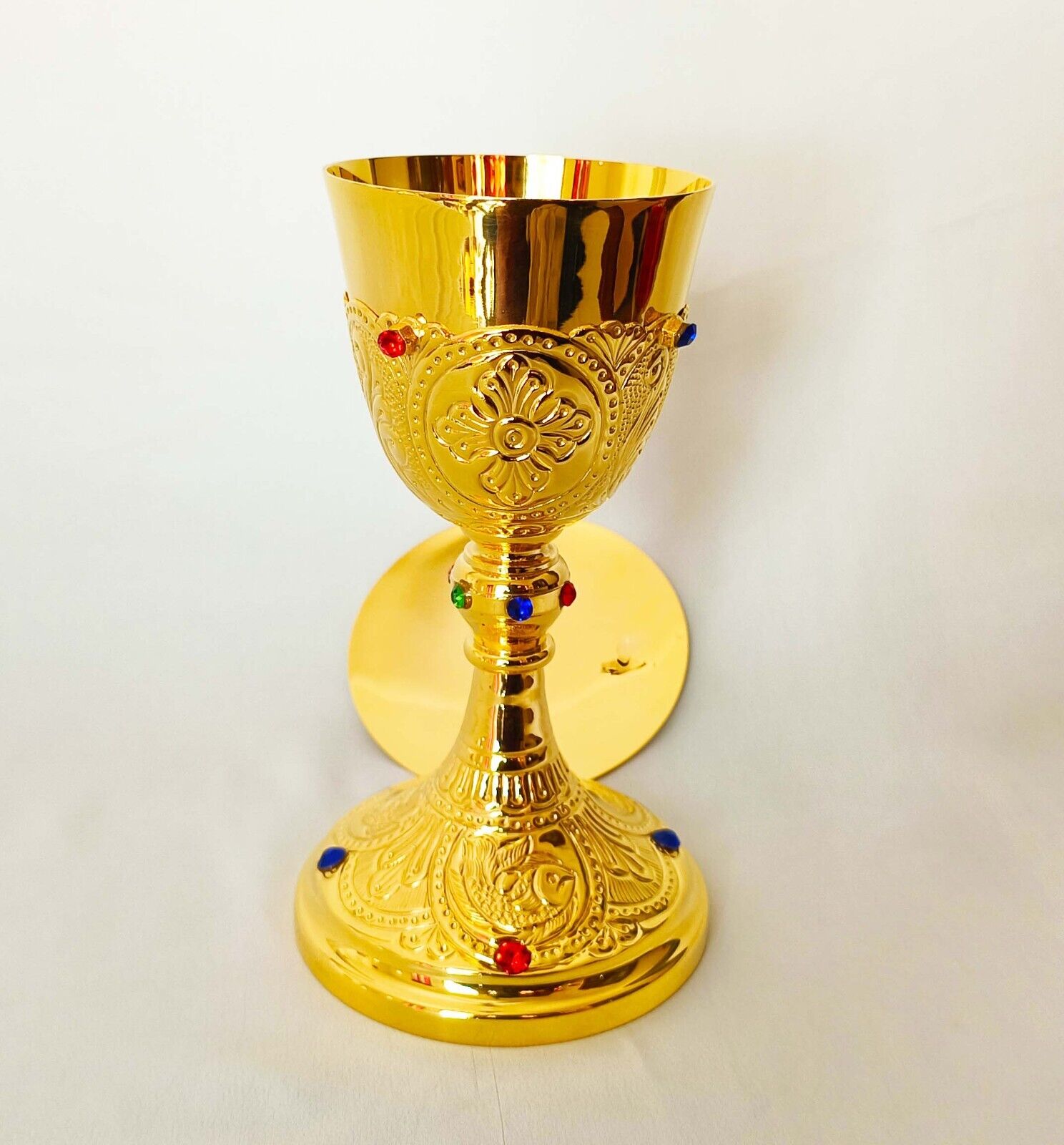 Chalice and Paten Gold Plated Brass Goblet Holy Religious Communion Gift USNQ63