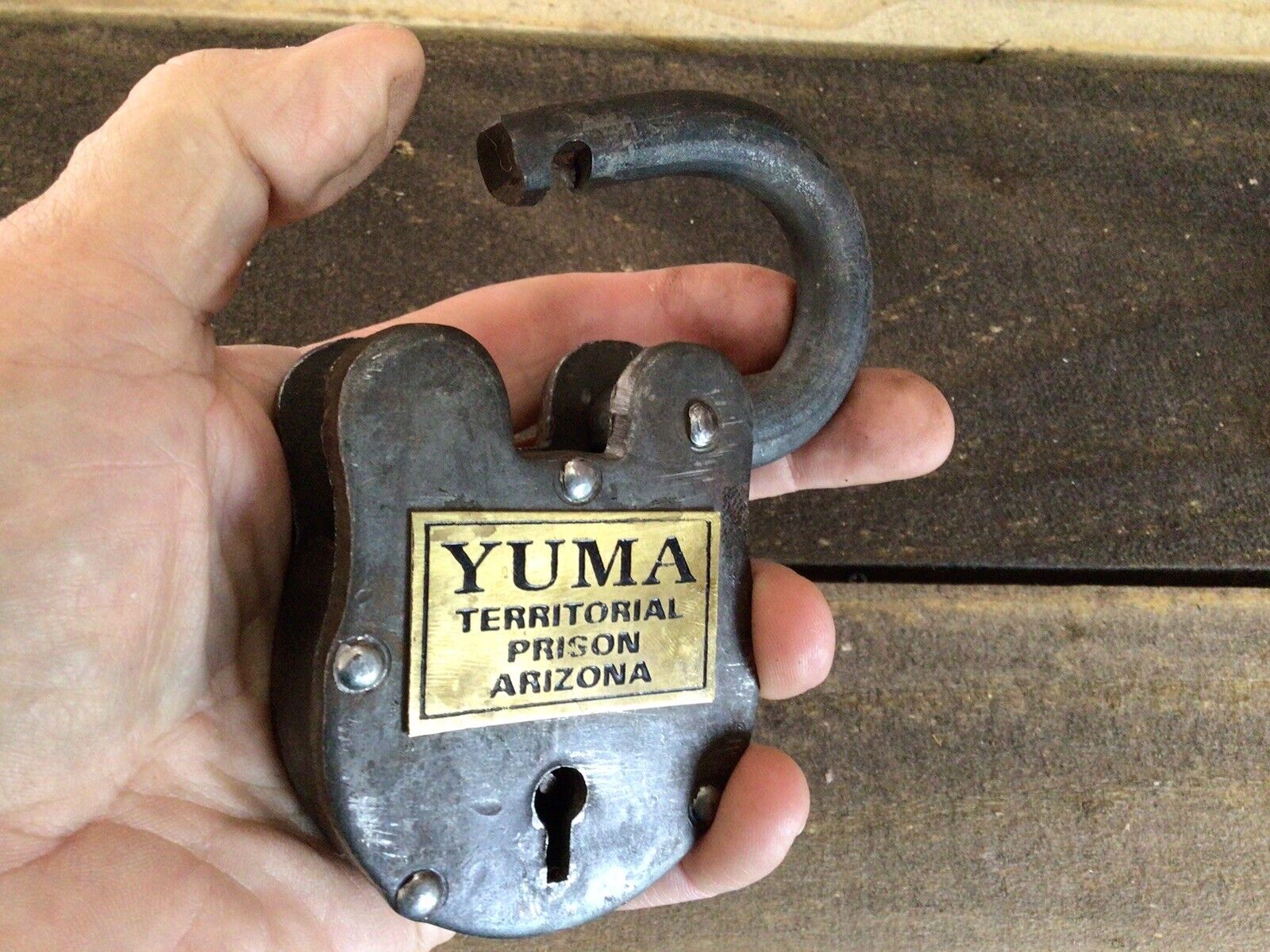 LARGE Yuma Territorial Prison Cast Iron Lock W/ 2 Keys 4 1/2