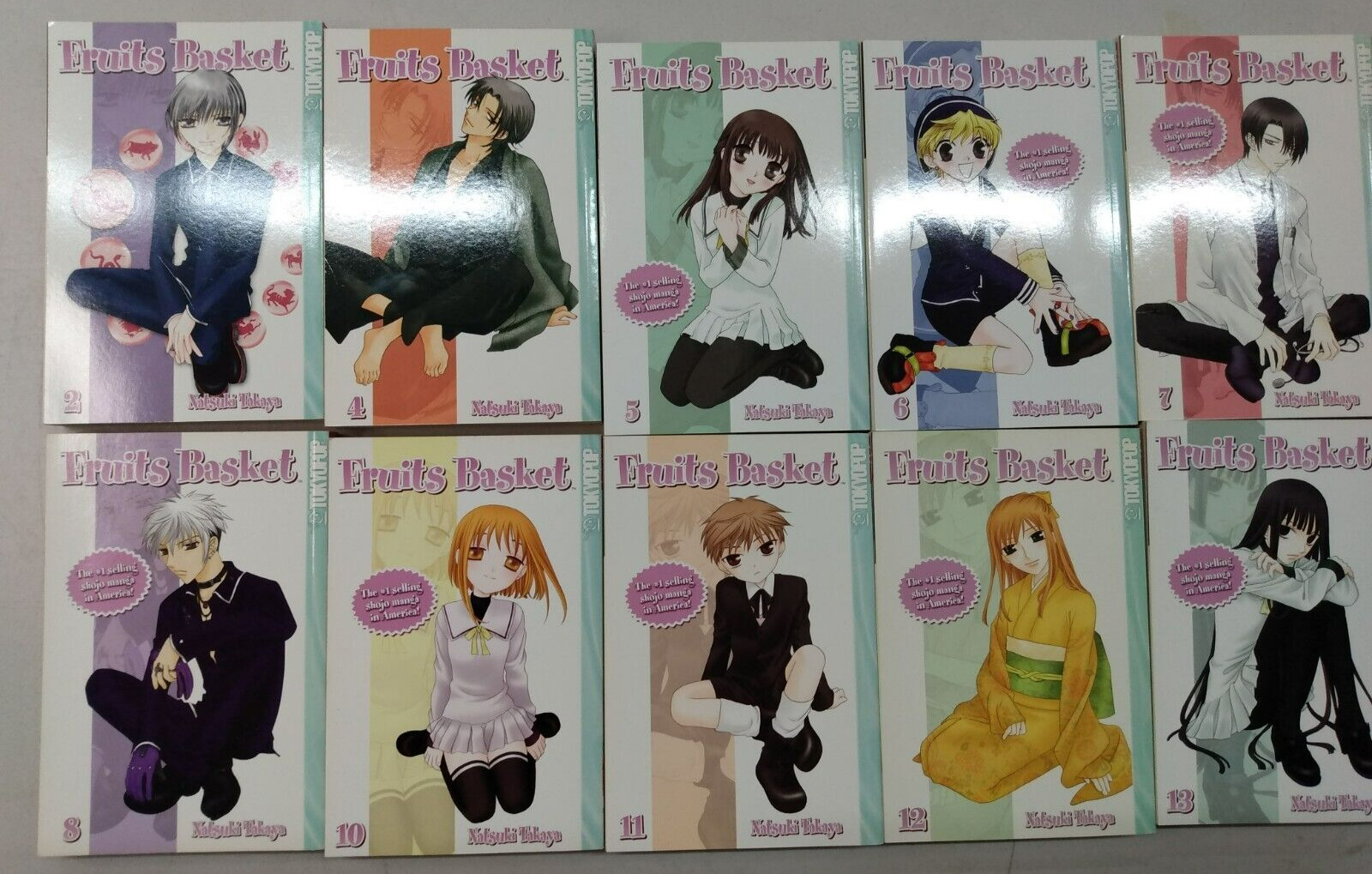 Lot of (12) Fruits Basket #2,4,5,6,7,8,10,11,12,13 Natsuki Takaya Manga Books