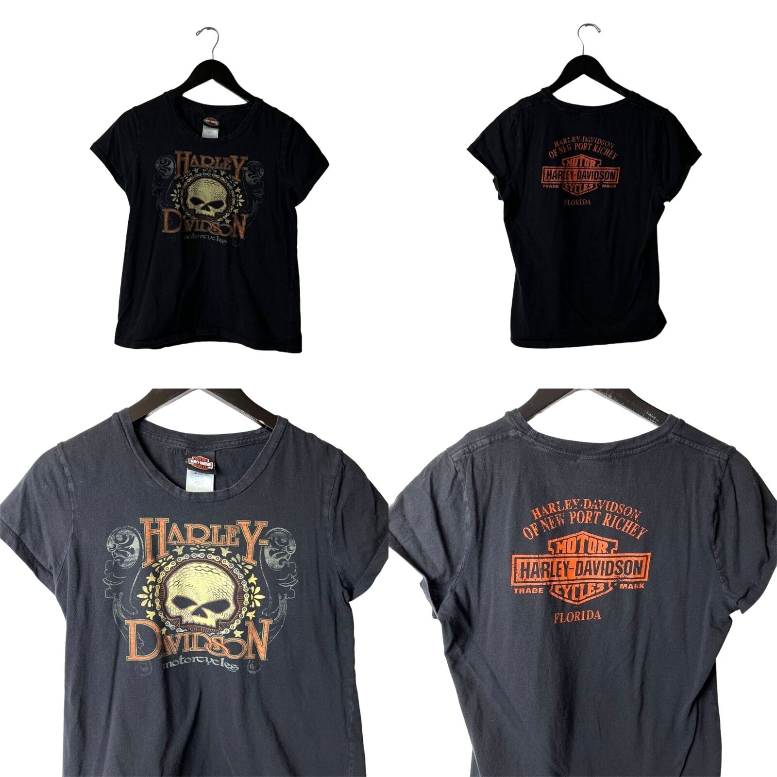 2014 Harley Davidson Fliorida Motorcycles T Shirt Womens Black Large L USA Solid