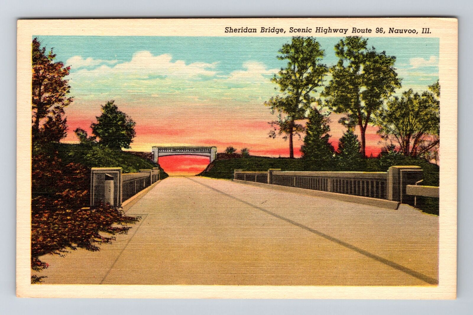 Nauvoo IL-Illinois, Sheridan Bridge, Scenic Hwy Rt 96, Antique Vintage Postcard