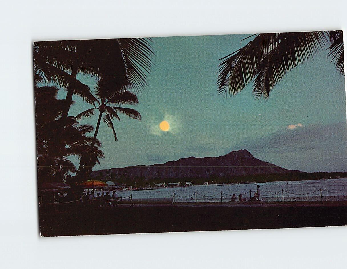 Postcard Moonlight Over Waikiki Hawaii USA