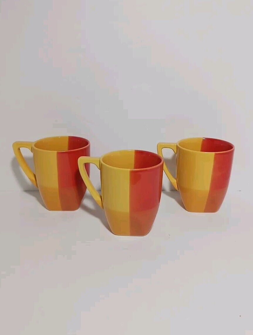 Coventry By PTS International Coffee Cup Mug Square Geometric Red Yellow Orange 