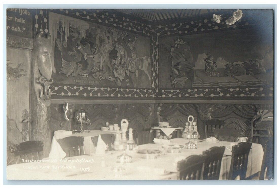 c1916 Holmenkollen\'s Adventure Room Interior Tourist Hotel RPPC Photo Postcard