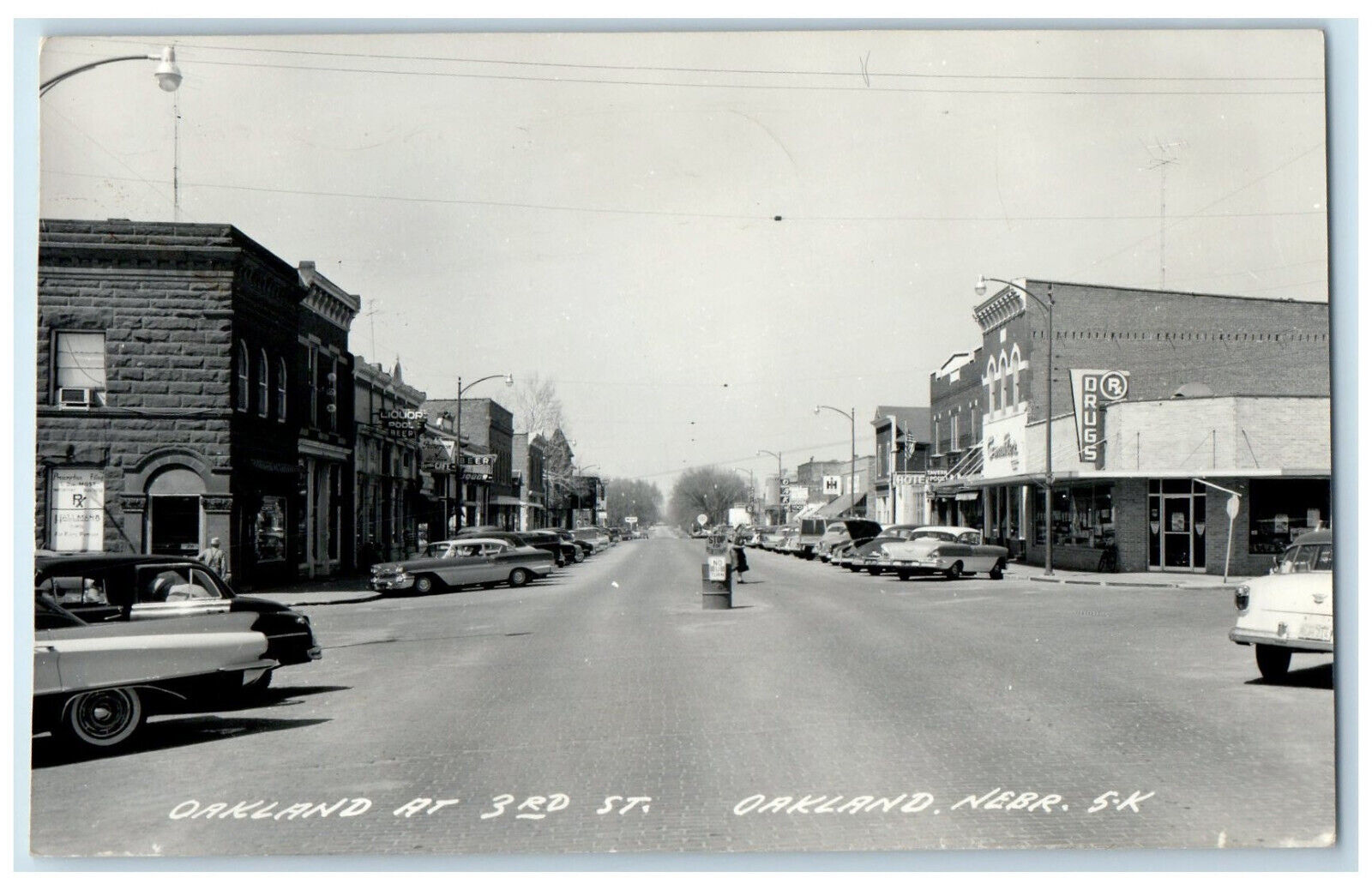 c1960\'s Oakland at 3rd Street Business Section Nebraska NE RPPC Photo Postcard