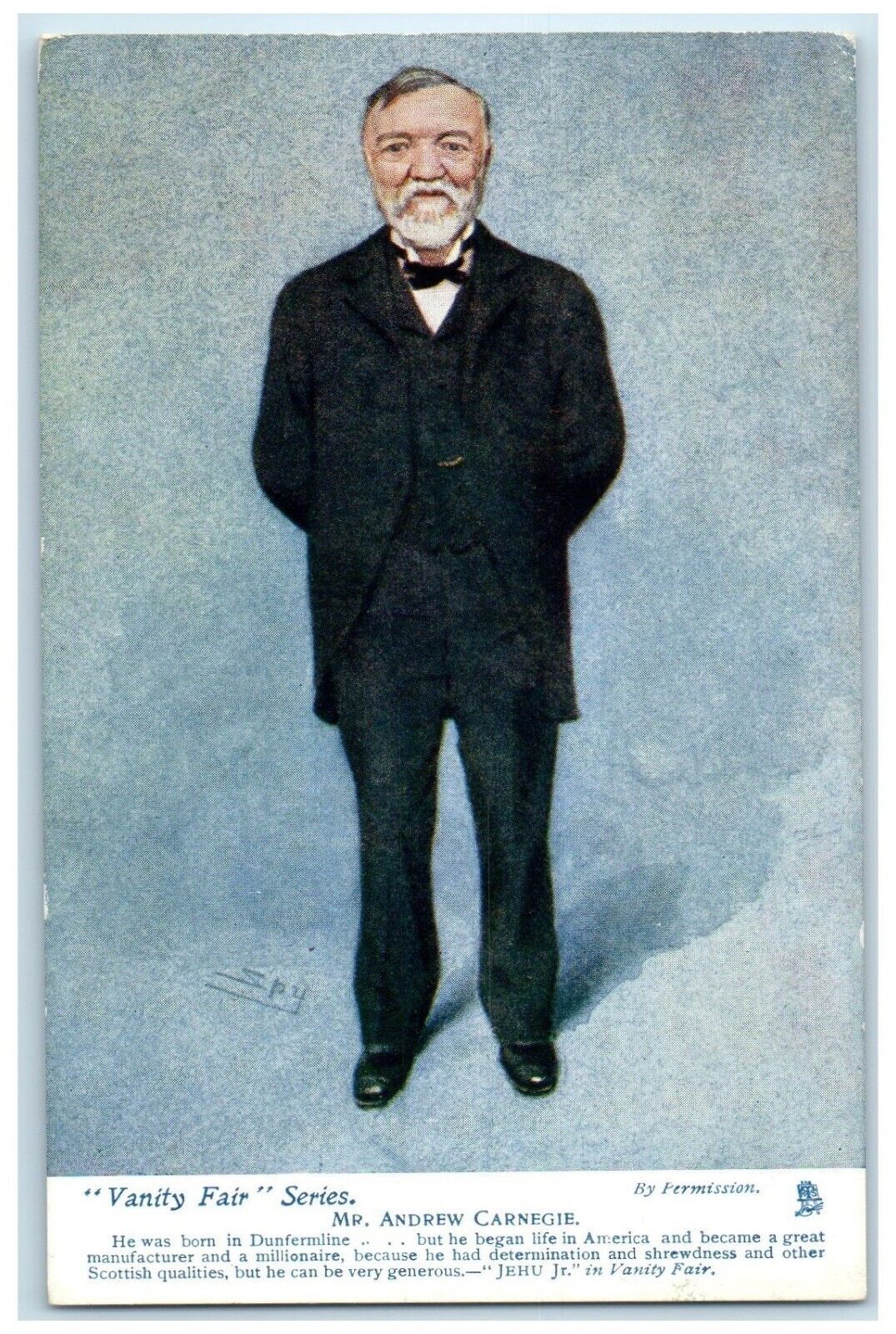 c1910s Mr. Andrew Carnegie Vanity Fair Cartoons Tuck\'s Unposted Antique Postcard