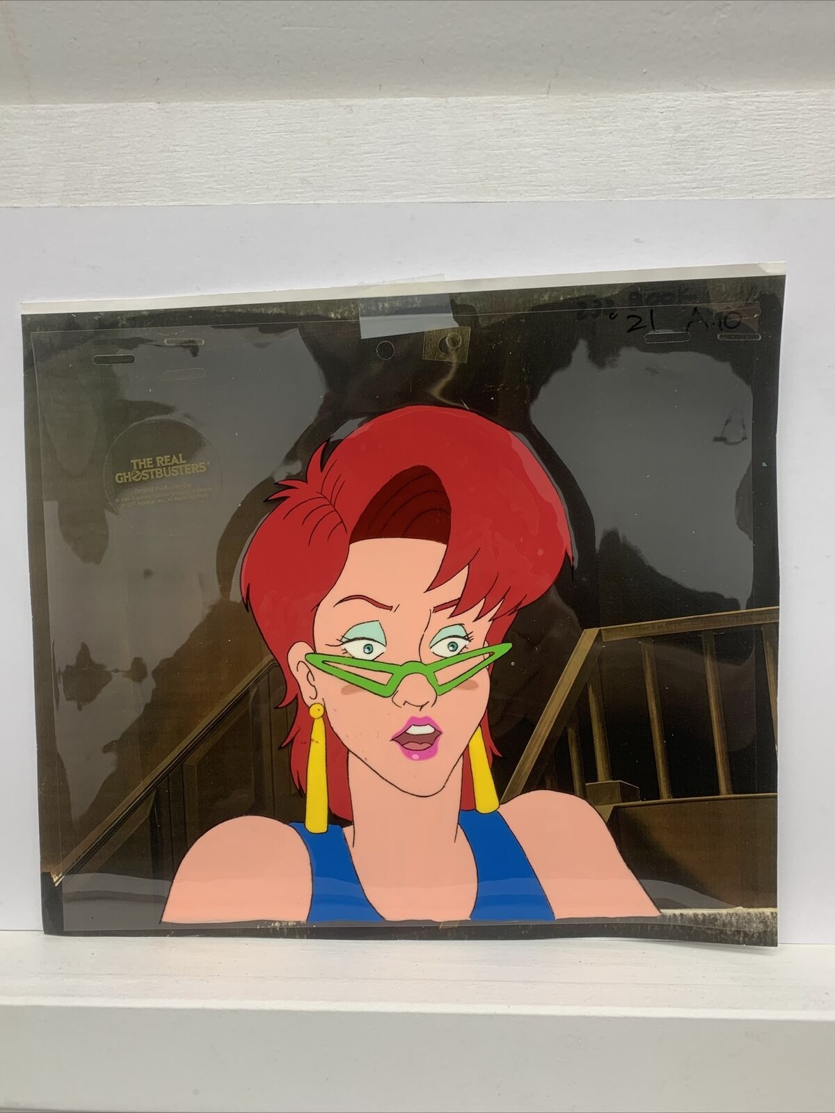 The Real Ghostbusters Original Animation Cel Janine / copy background/