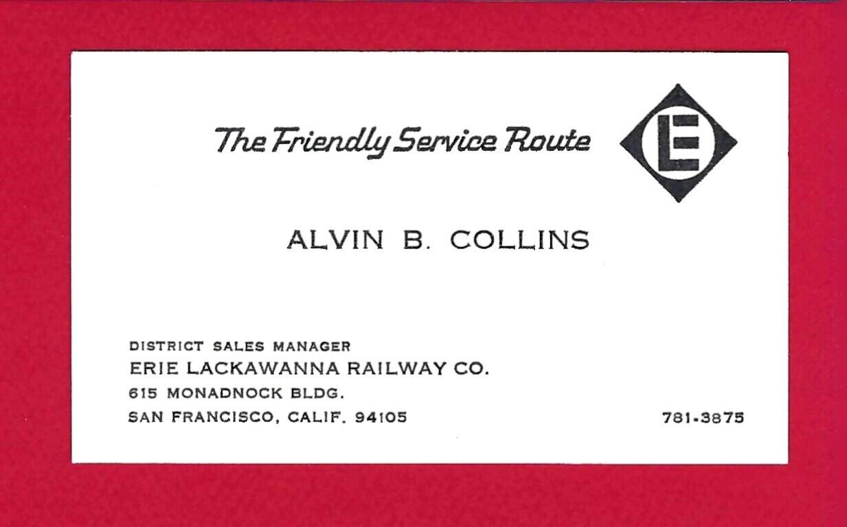 Vintage Erie Lackawanna Railroad Business Card-San Francisco - 1960\'s