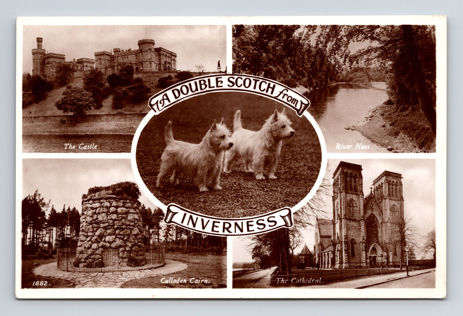 RPPC Inverness Scotland Multi-View & Scottie Dogs Postcard Inverness Postcard