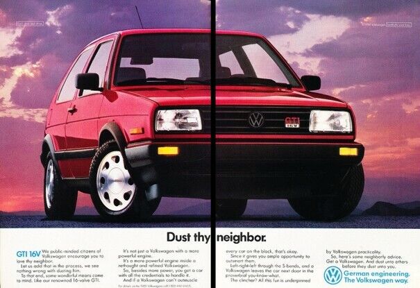 1989 VW Volkswagen GTI 2-page Advertisement Print Art Car Ad D218