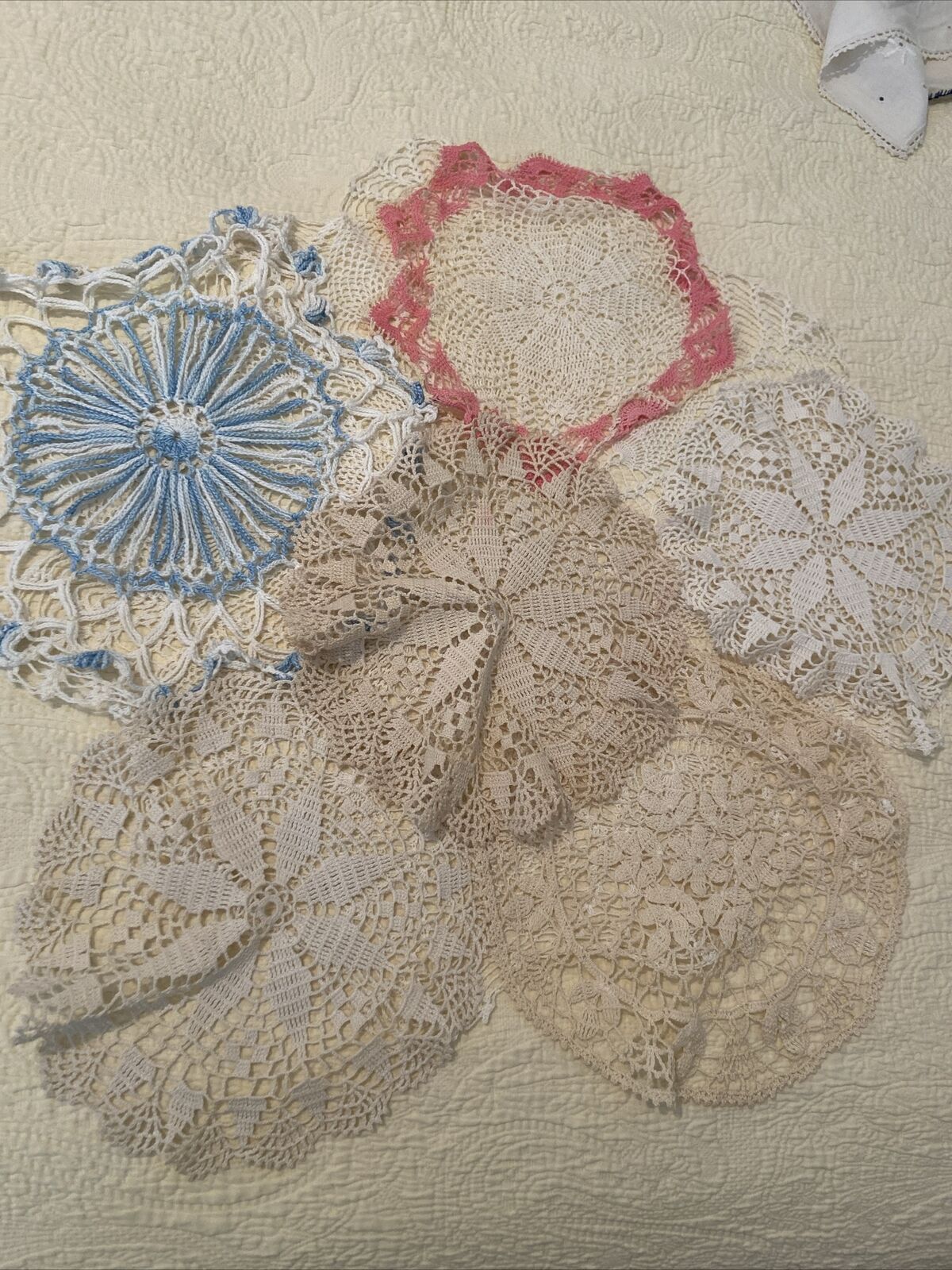 Variety of Vtg 7 Crocheted Doilies And 3 Runners