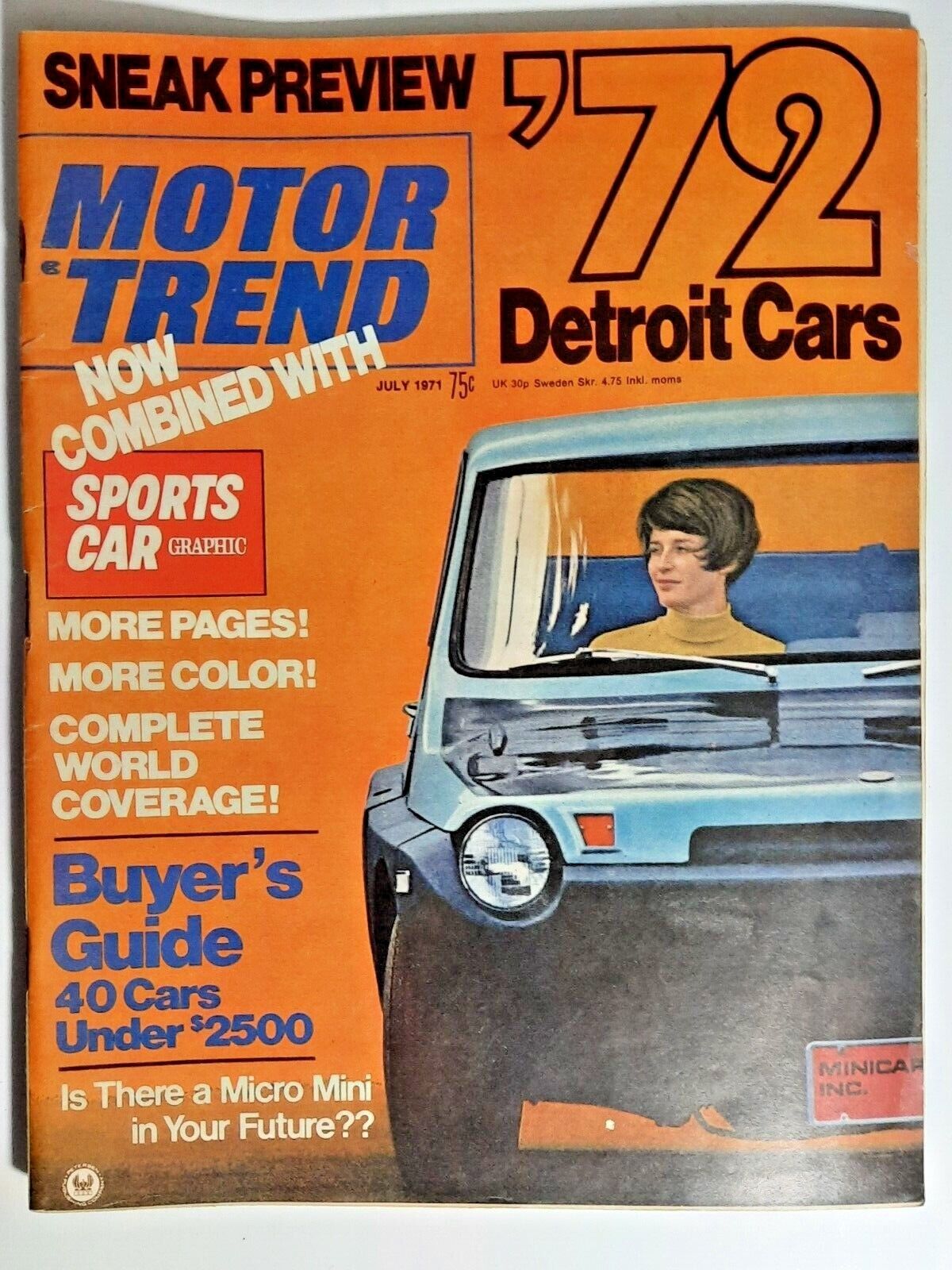 Vintage July 1971 MOTOR TREND magazine 1972 Sneak Preview Detroit Cars