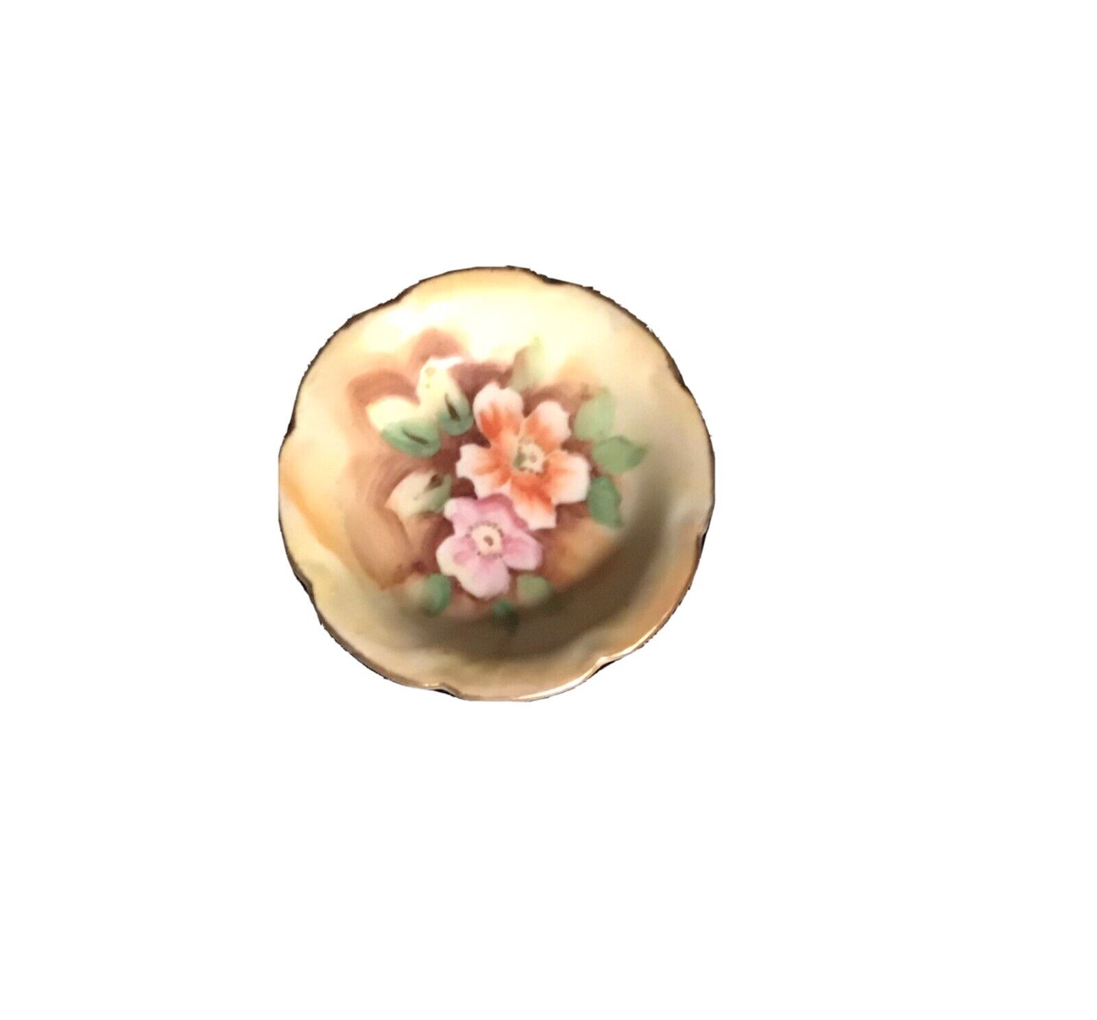 Tiny Japanese Enesco Bowl, 3”; Flowers