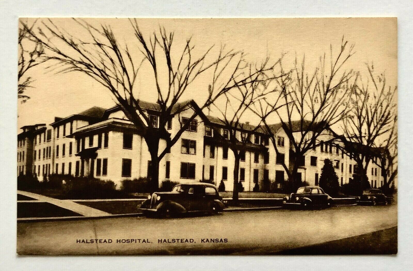 1940s Halstead Kansas KS Hospital Artvue Vintage Postcard Streetview Harvey Co