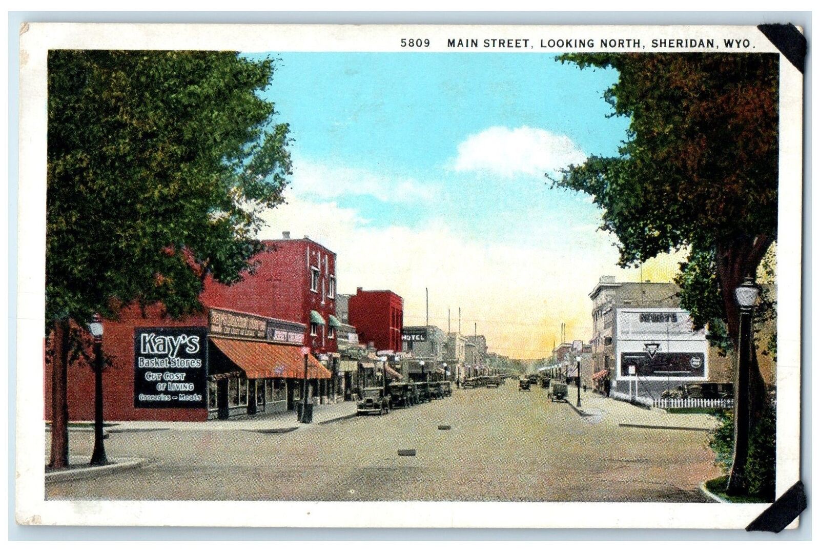 c1940\'s Main Street Looking North Shops Sheridan Wyoming WY Unposted Postcard