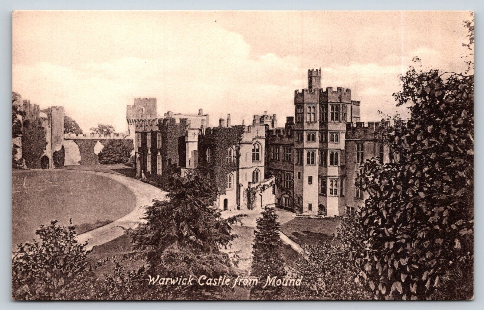 Vintage Postcard Warwick Castle from the Mound Warwickshire England H4