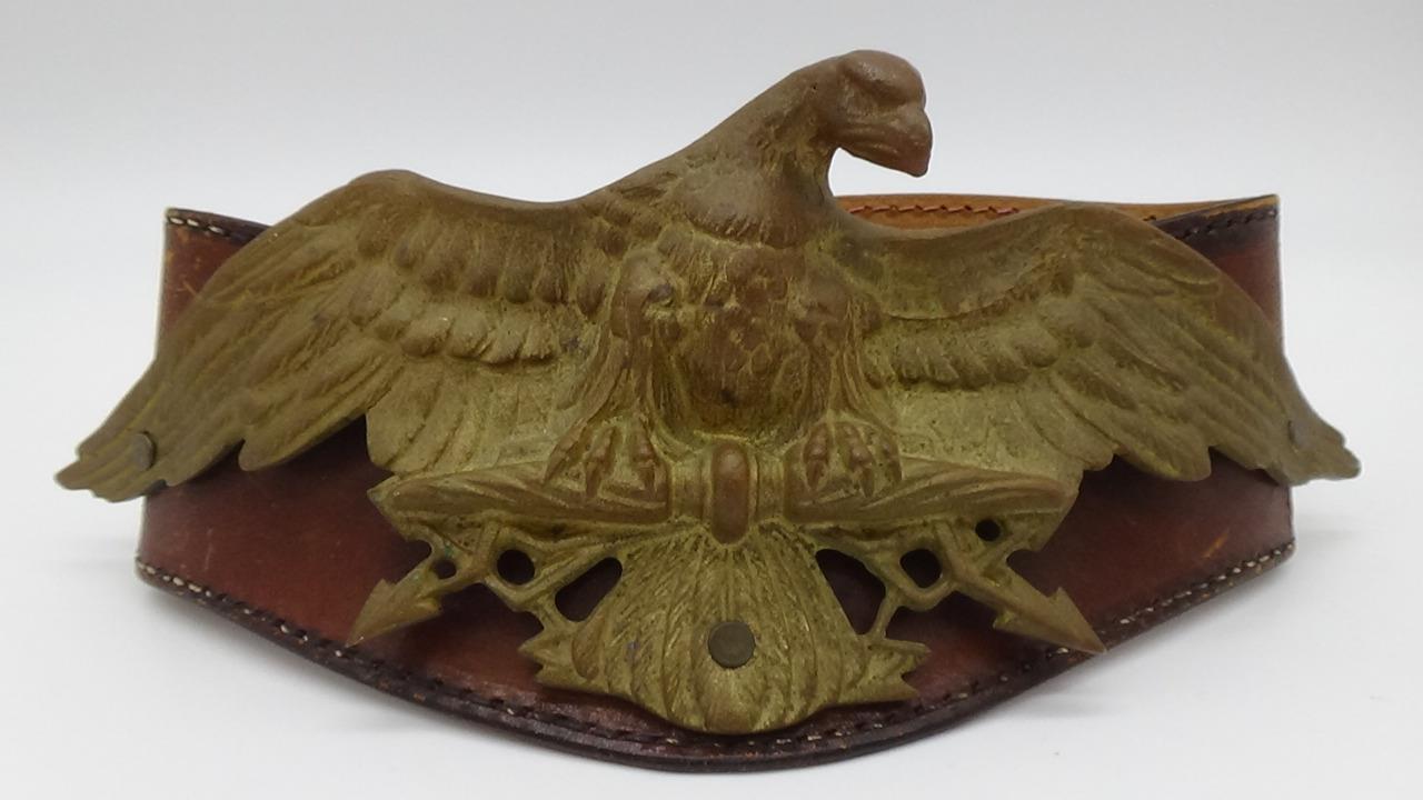 Napoleon French Imperial Eagle Samanta St Tropez Leather Belt Brass Bronze RARE