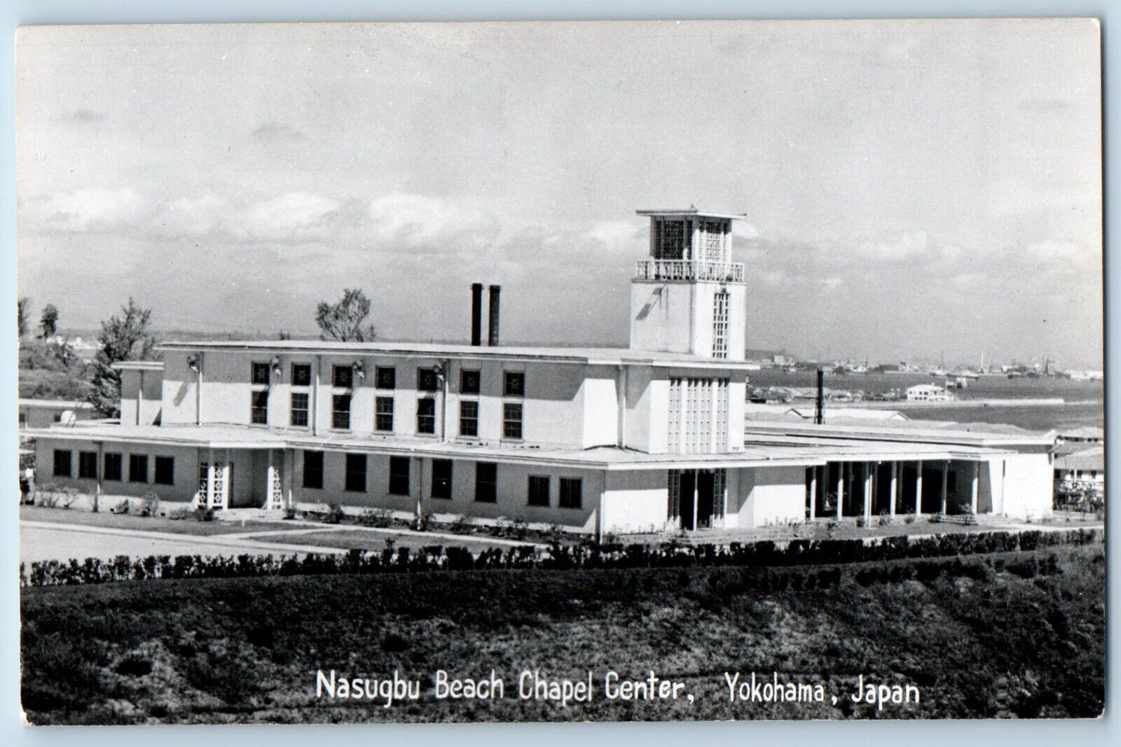 Yokohama Japan Postcard Nasugbu Beach Chapel Center c1950\'s  RPPC Photo