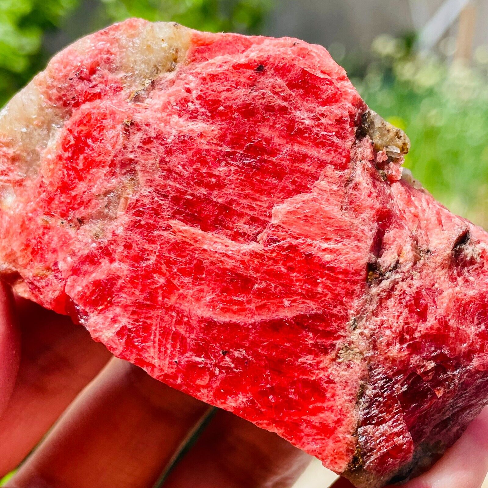 178g Large Natural Pink Red Rhodonite Quartz Crystal Gemstone Rough Specimen