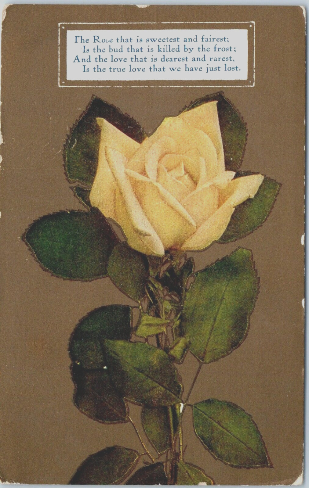 The Rose that is Sweetest and Fairest, Poem Postcard c1910