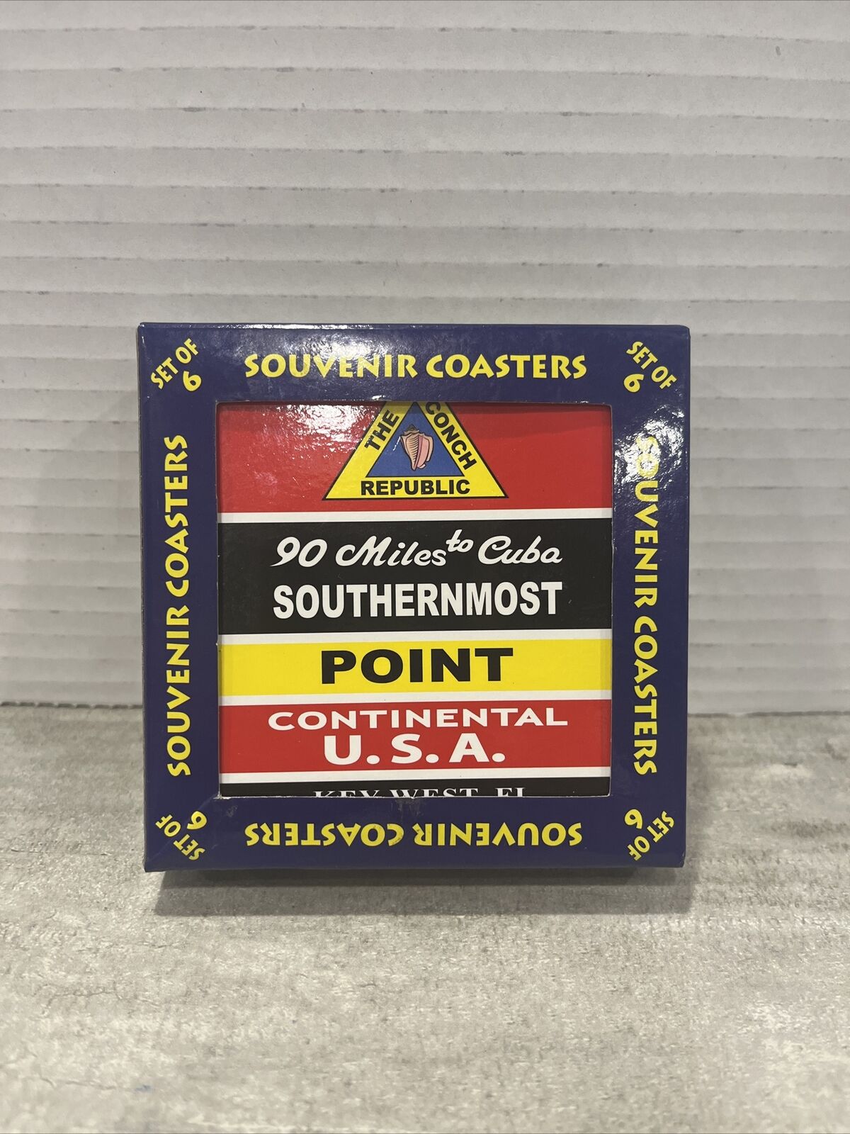 Southernmost Point Key West Conch Republic  Cork Coaster 6Pc New 