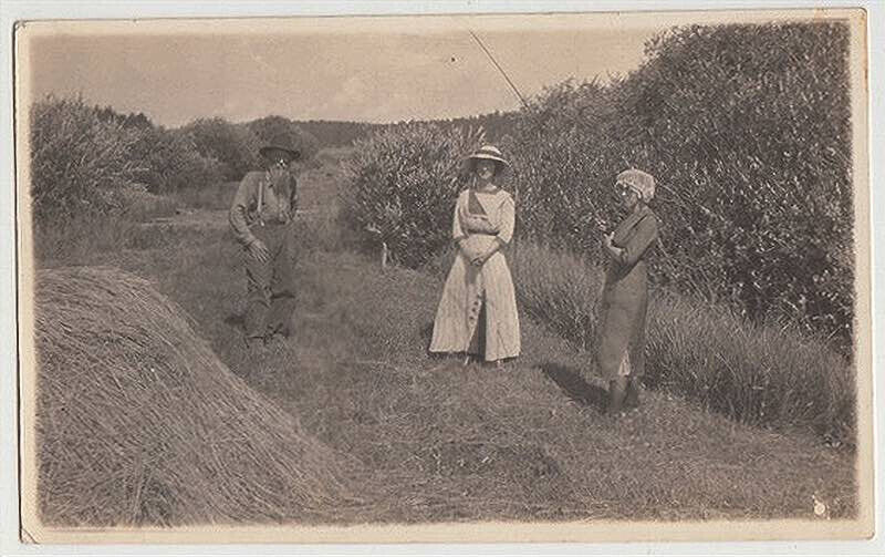 LADY WITH FISHING ROD? IN HAYFIELD ~ DEADWOOD SOUTH DAKOTA - c. - 1912