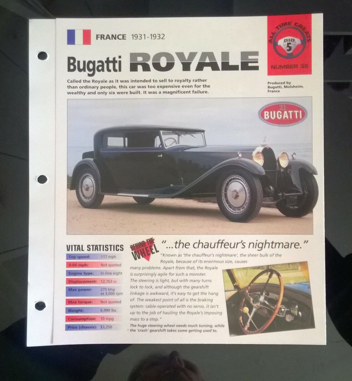 Imp 1931 32 bugatti royale dealer information brochure hot cars pre war era car