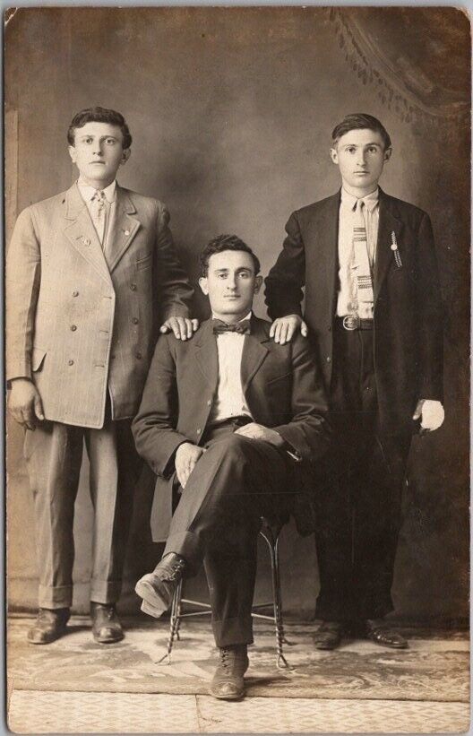1910s Salt Lake City, Utah RPPC Real Photo Postcard 3 Boys / Brothers / Unused